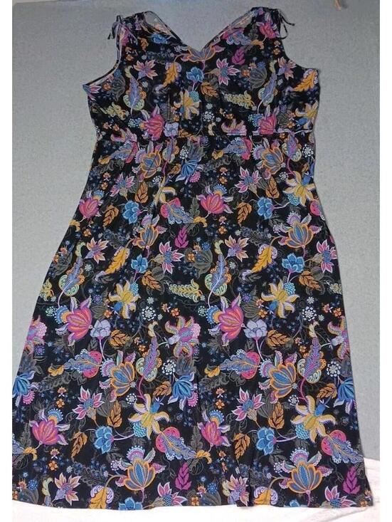 IMAN Dresses & Skirts - Iman Sleeveless Maxi Dress Womens Size 5XT Black And Bright Floral Vneck...